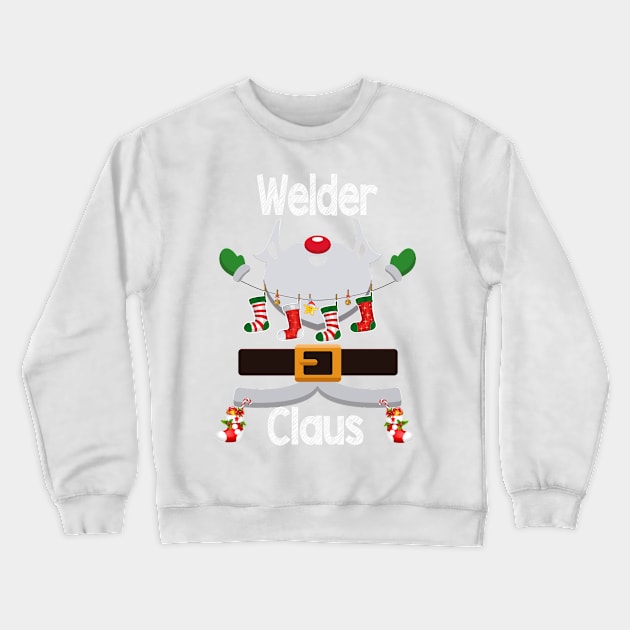 Welder Claus Santa Christmas Costume Pajama Crewneck Sweatshirt by johnbbmerch